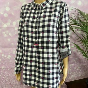 Hatley plaid blouse with horse detail